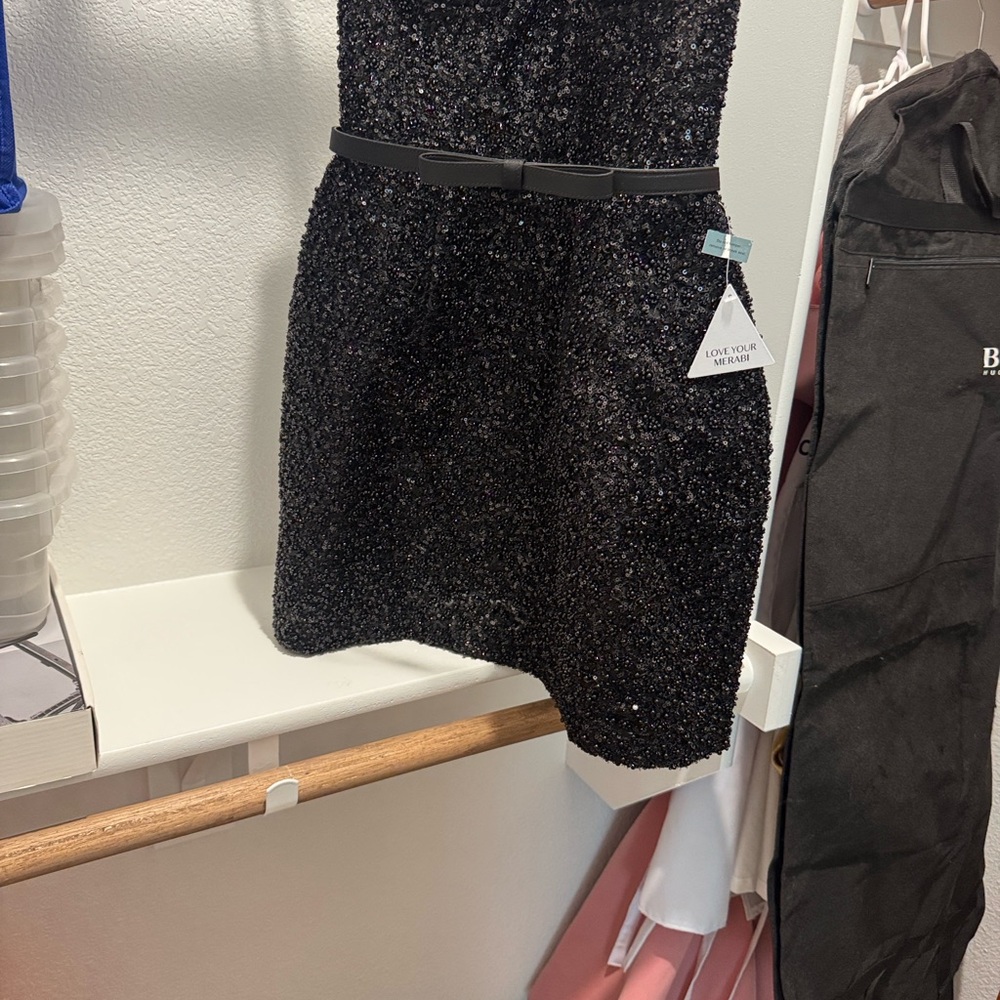 NADINE MERABI Tara Black Sequin Mini Dress - Picture 11 of 15